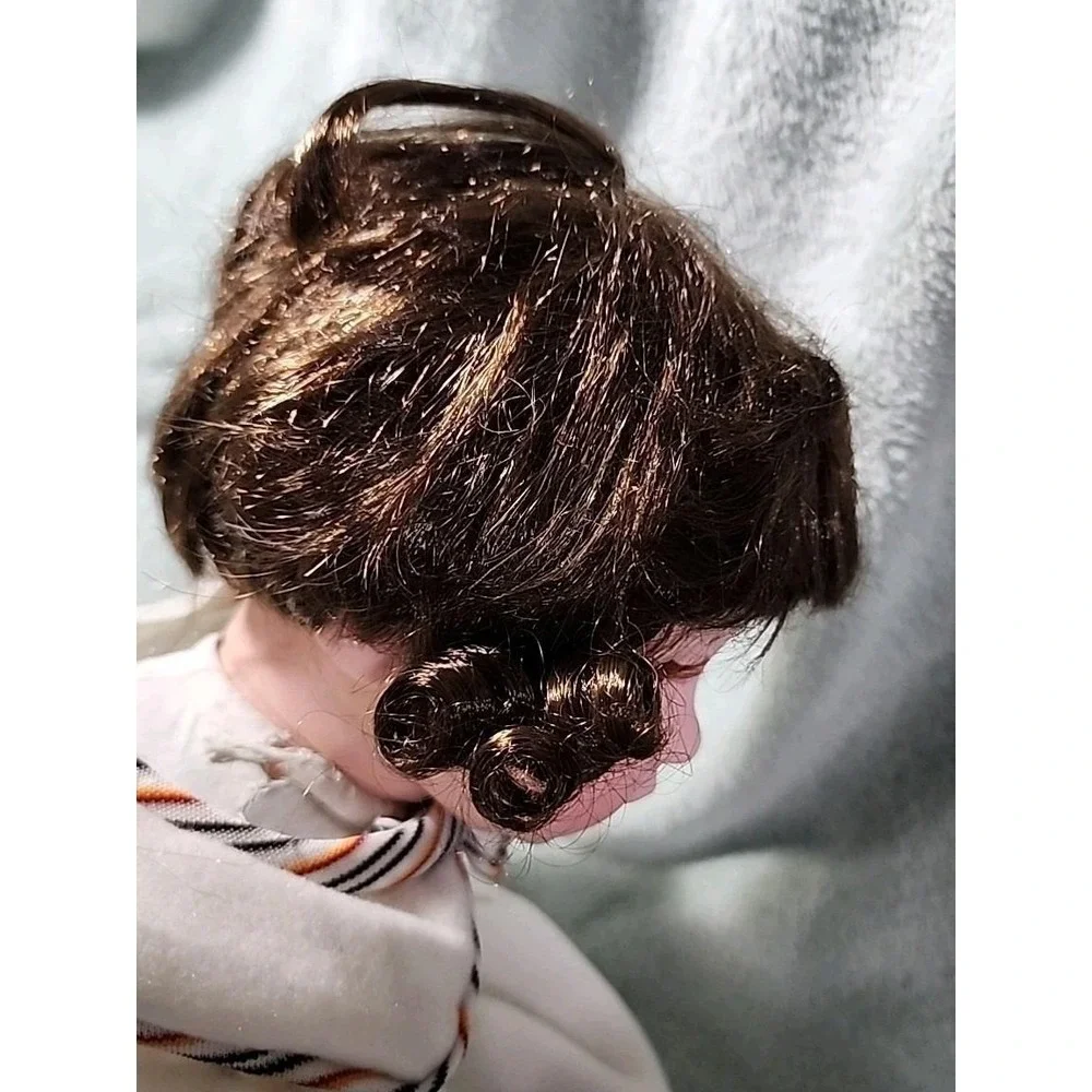 VTG Realistic Curly Brown Hair Doll Date 2003 Soft Body Plastic Face 18 In NSJF